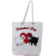 Valentines Day - Sheep  Full Print Rope Handle Tote (large) by Valentinaart