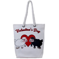 Valentines Day - Sheep  Full Print Rope Handle Tote (small) by Valentinaart