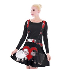 Valentines Day - Sheep  Suspender Skater Skirt by Valentinaart