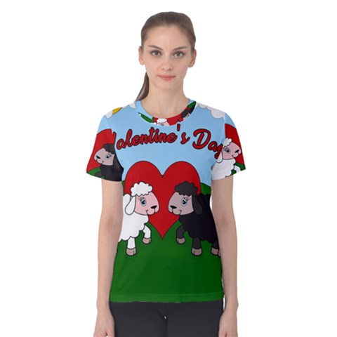 Valentines Day - Sheep  Women s Cotton Tee by Valentinaart