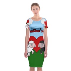 Valentines Day - Sheep  Classic Short Sleeve Midi Dress by Valentinaart