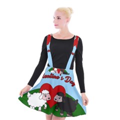 Valentines Day - Sheep  Suspender Skater Skirt by Valentinaart