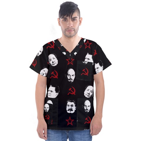 Communist Leaders Men s V-neck Scrub Top by Valentinaart