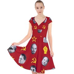 Communist Leaders Cap Sleeve Front Wrap Midi Dress by Valentinaart