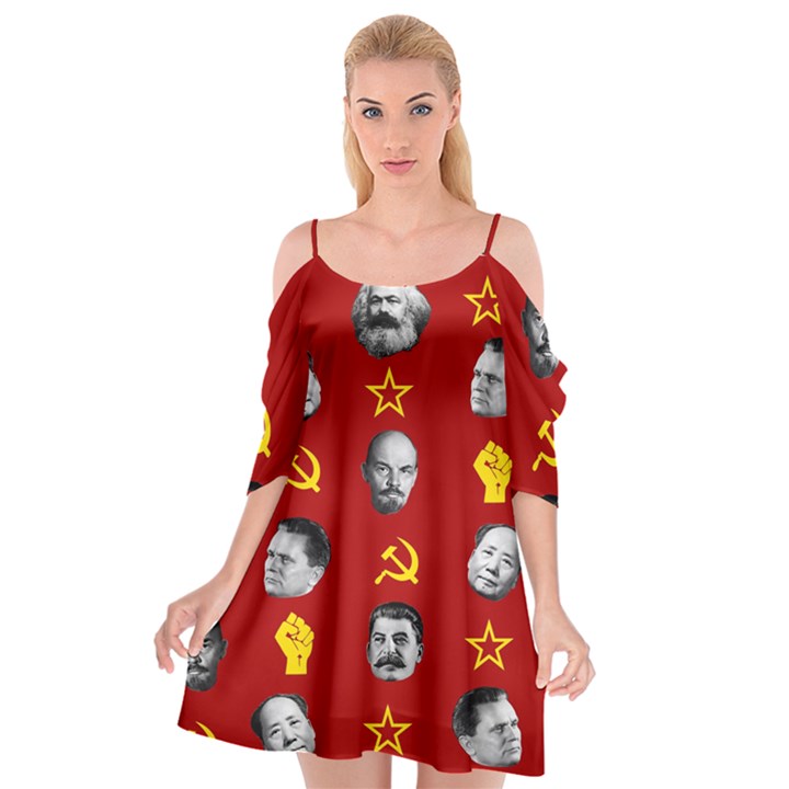 Communist Leaders Cutout Spaghetti Strap Chiffon Dress