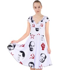 Communist Leaders Cap Sleeve Front Wrap Midi Dress by Valentinaart