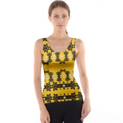 Ornate Circulate Is Festive In Flower Decorative Tank Top by pepitasart