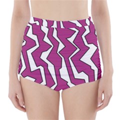 Electric Pink Polynoise High-waisted Bikini Bottoms by jumpercat