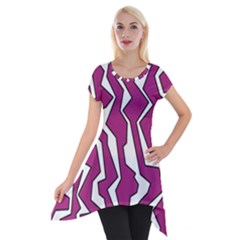 Electric Pink Polynoise Short Sleeve Side Drop Tunic by jumpercat