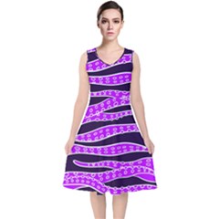 Purple Tentacles V-neck Midi Sleeveless Dress  by jumpercat