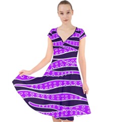 Purple Tentacles Cap Sleeve Front Wrap Midi Dress by jumpercat