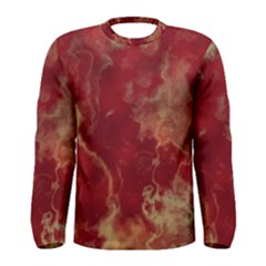 Marble Red Yellow Background Men s Long Sleeve Tee