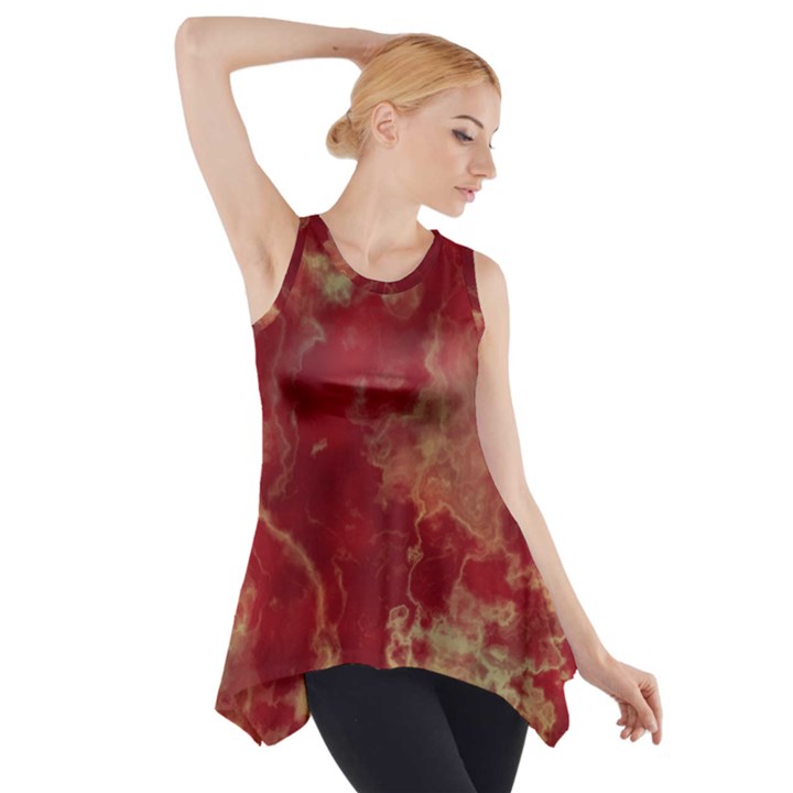 Marble Red Yellow Background Side Drop Tank Tunic