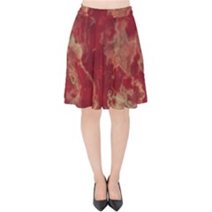 Marble Red Yellow Background Velvet High Waist Skirt by Nexatart