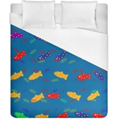 Fish Blue Background Pattern Texture Duvet Cover (california King Size) by Nexatart