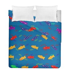 Fish Blue Background Pattern Texture Duvet Cover Double Side (full/ Double Size) by Nexatart