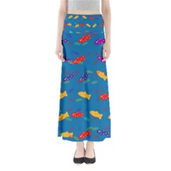 Fish Blue Background Pattern Texture Full Length Maxi Skirt by Nexatart