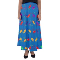 Fish Blue Background Pattern Texture Flared Maxi Skirt by Nexatart