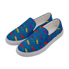 Fish Blue Background Pattern Texture Women s Canvas Slip Ons by Nexatart