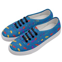 Fish Blue Background Pattern Texture Women s Classic Low Top Sneakers by Nexatart