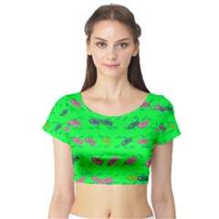 Fish Aquarium Underwater World Short Sleeve Crop Top by Nexatart