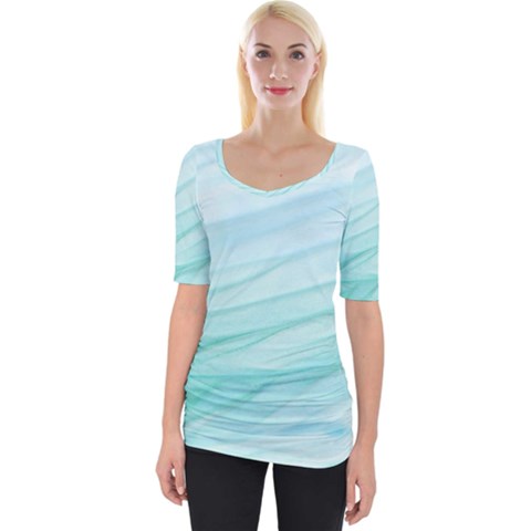 Texture Seawall Ink Wall Painting Wide Neckline Tee by Nexatart