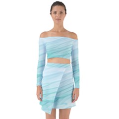 Texture Seawall Ink Wall Painting Off Shoulder Top With Skirt Set by Nexatart