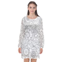 Ornament Vector Retro Long Sleeve Chiffon Shift Dress  by Nexatart