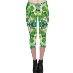 Forest Abstract Geometry Background Capri Leggings  by Nexatart