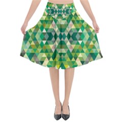 Forest Abstract Geometry Background Flared Midi Skirt by Nexatart