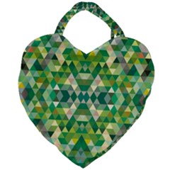 Forest Abstract Geometry Background Giant Heart Shaped Tote