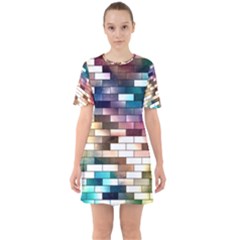 Background Wall Art Abstract Sixties Short Sleeve Mini Dress by Nexatart