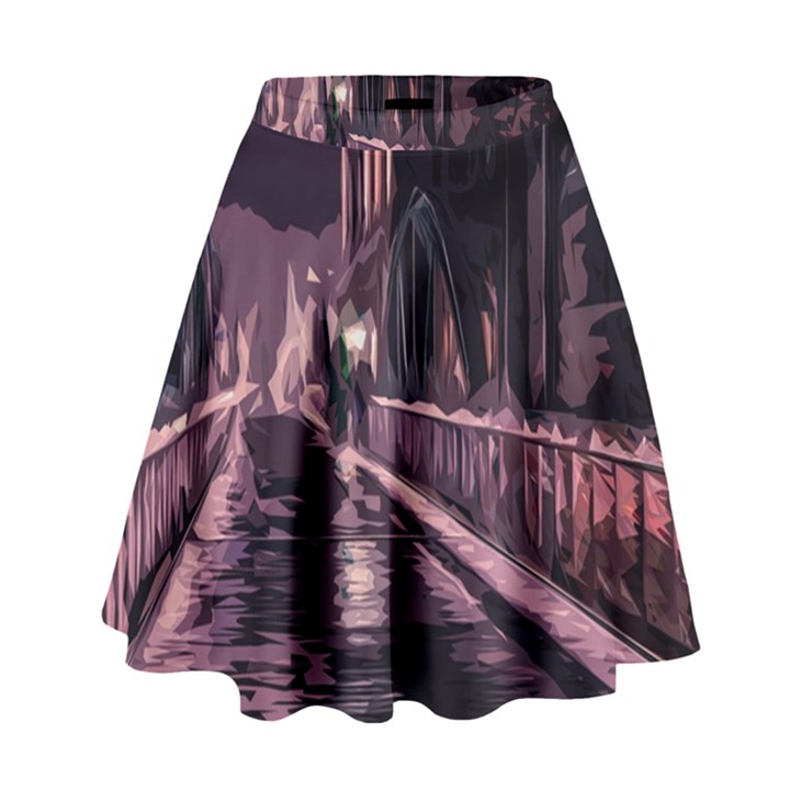 Texture Abstract Background City High Waist Skirt