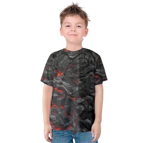 Rock Volcanic Hot Lava Burn Boil Kids  Cotton Tee by Nexatart