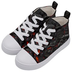 Rock Volcanic Hot Lava Burn Boil Kid s Mid-top Canvas Sneakers by Nexatart