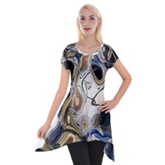 Time Abstract Dali Symbol Warp Short Sleeve Side Drop Tunic by Nexatart