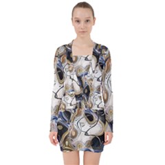 Time Abstract Dali Symbol Warp V-neck Bodycon Long Sleeve Dress by Nexatart