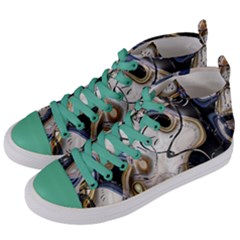 Time Abstract Dali Symbol Warp Women s Mid-top Canvas Sneakers