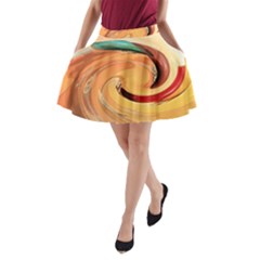 Spiral Abstract Colorful Edited A-line Pocket Skirt by Nexatart