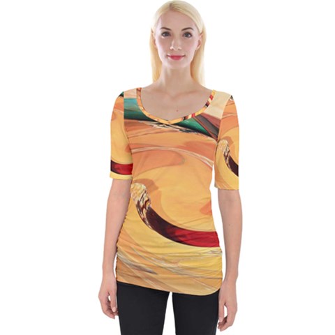 Spiral Abstract Colorful Edited Wide Neckline Tee by Nexatart