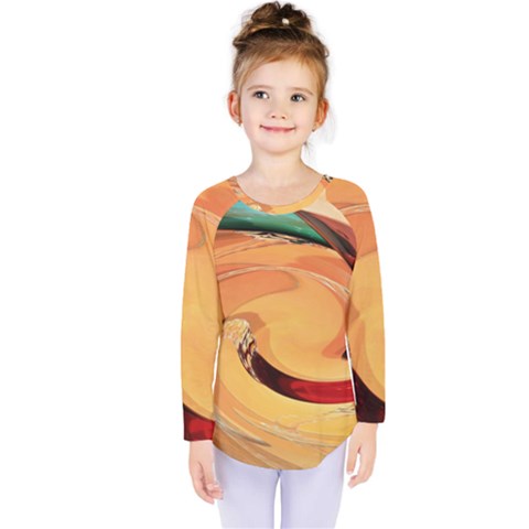 Spiral Abstract Colorful Edited Kids  Long Sleeve Tee by Nexatart