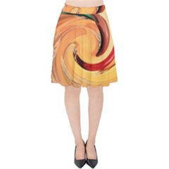 Spiral Abstract Colorful Edited Velvet High Waist Skirt