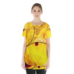 Abstract Water Oil Macro Skirt Hem Sports Top