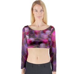 Cube Surface Texture Background Long Sleeve Crop Top by Nexatart