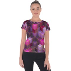 Cube Surface Texture Background Short Sleeve Sports Top  by Nexatart