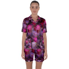 Cube Surface Texture Background Satin Short Sleeve Pyjamas Set by Nexatart