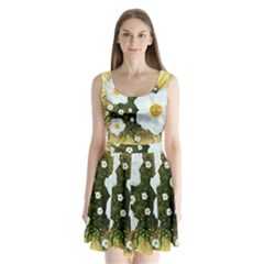 Summer Anemone Sylvestris Split Back Mini Dress  by Nexatart