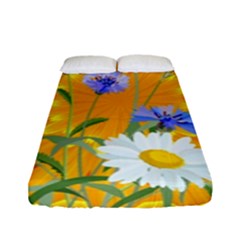 Flowers Daisy Floral Yellow Blue Fitted Sheet (full/ Double Size) by Nexatart