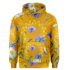 Flowers Daisy Floral Yellow Blue Men s Pullover Hoodie by Nexatart