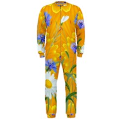 Flowers Daisy Floral Yellow Blue Onepiece Jumpsuit (men)  by Nexatart